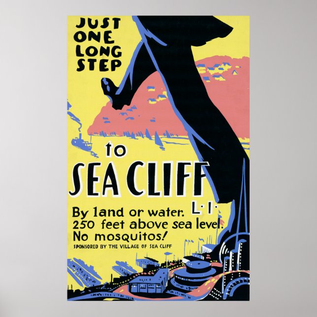 Travel Poster Promoting Sea Cliff, Long Island (Framsidan)
