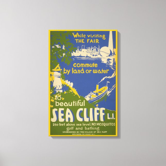 Travel Poster Promoting Sea Cliff, Long Island 2 Canvastryck (Framsida)