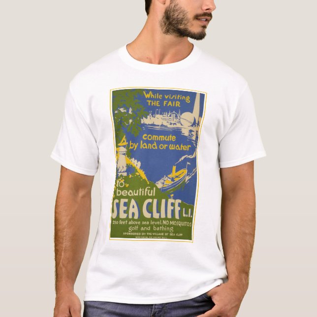 Travel Poster Promoting Sea Cliff, Long Island 2 T Shirt (Framsida)
