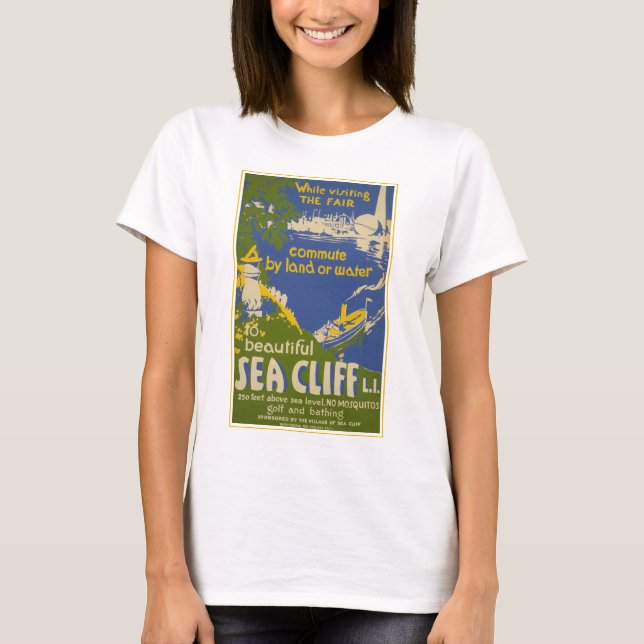 Travel Poster Promoting Sea Cliff, Long Island 2 T Shirt (Framsida)