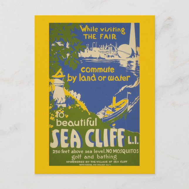 Travel Poster Promoting Sea Cliff, Long Island 2 Vykort (Framsida)