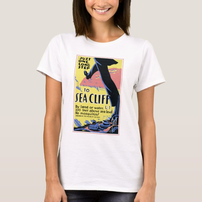 Travel Poster Promoting Sea Cliff, Long Island T Shirt (Framsida)