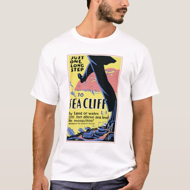 Travel Poster Promoting Sea Cliff, Long Island T Shirt (Framsida)