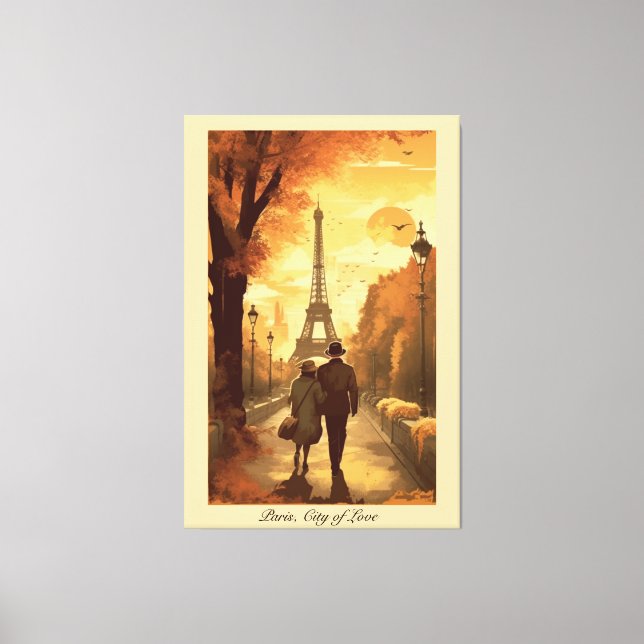 Travel Poster, Romantik i Paris-anpassadet Canvastryck (Framsida)