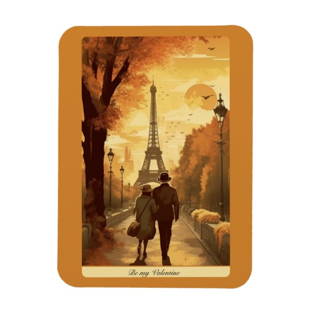 Travel Poster, Romantik i Paris-anpassadet Magnet (Vertikal)
