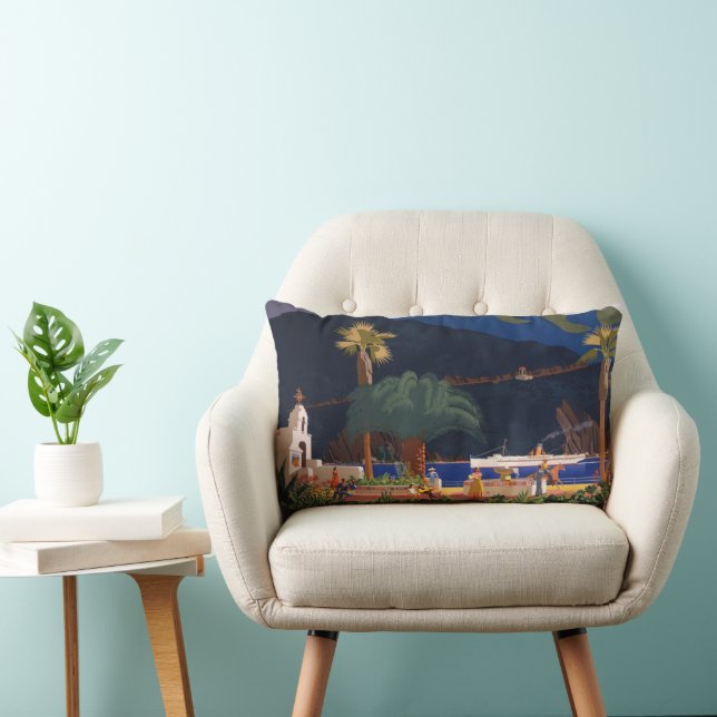 Travel Poster - Santa Catalina Island, Kalifornien Lumbarkudde (Stol)