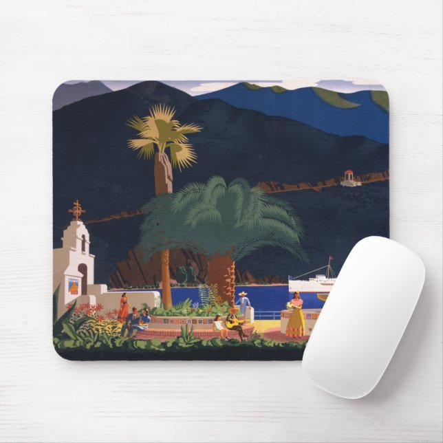 Travel Poster - Santa Catalina Island, Kalifornien Musmatta (Med mus)