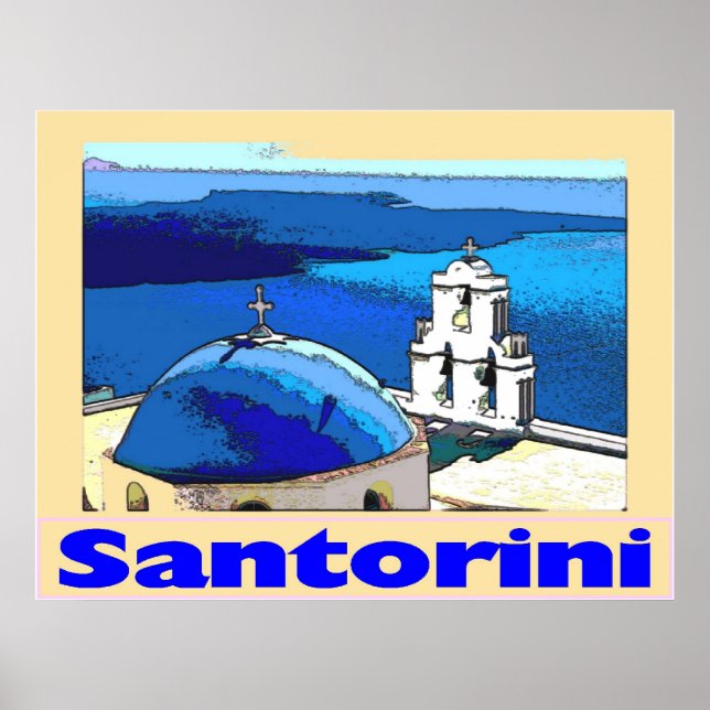 Travel Poster Santorini Greese (Framsidan)