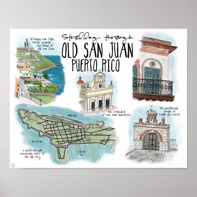 Travel Poster: Stroll Old San Juan Puerto Rico Poster (Framsidan)