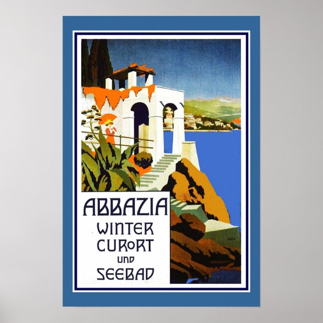 Travel Poster Vintage Abbazia Italien (Framsidan)