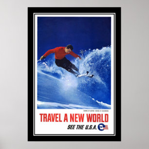Travel Poster Vintage Aspen Colorado Skiing