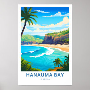 Travel Print för Hanauma Bay Honolulu Travel Poster