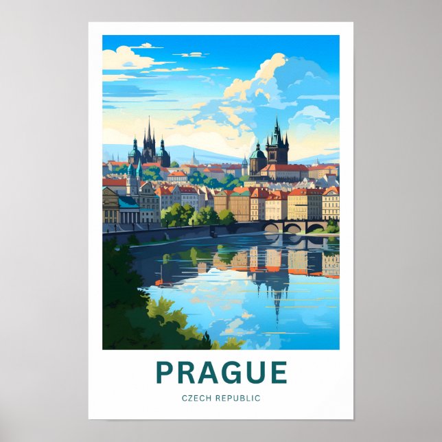 Travel Print i Prag Tjeckien Poster (Framsidan)