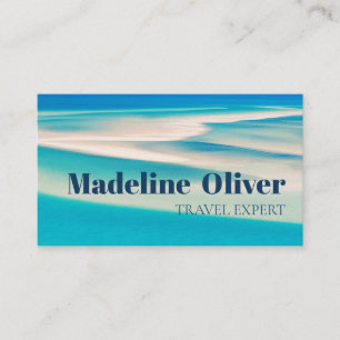 Travel QR Ocean Beach Sea Aqua Blue Business Visitkort