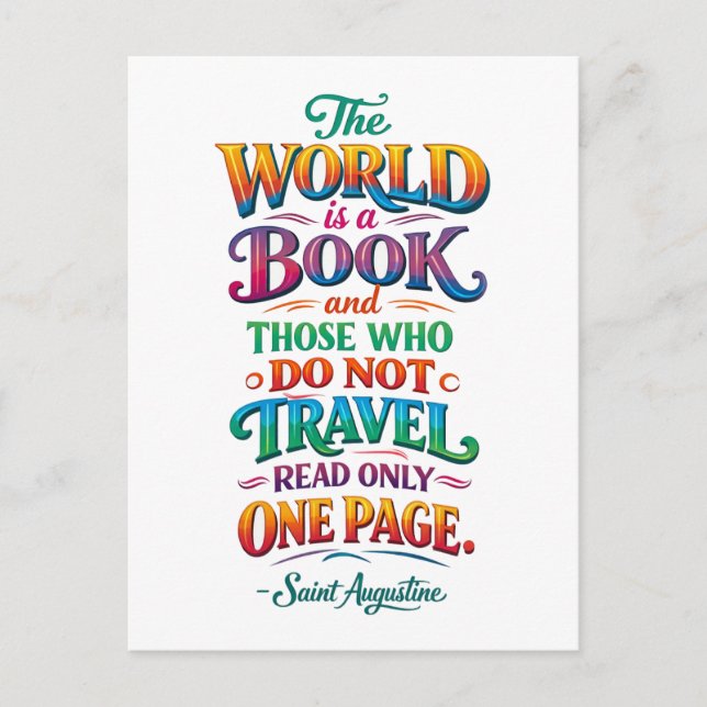 Travel Quote: The World Is a Book Vykort (Framsida)