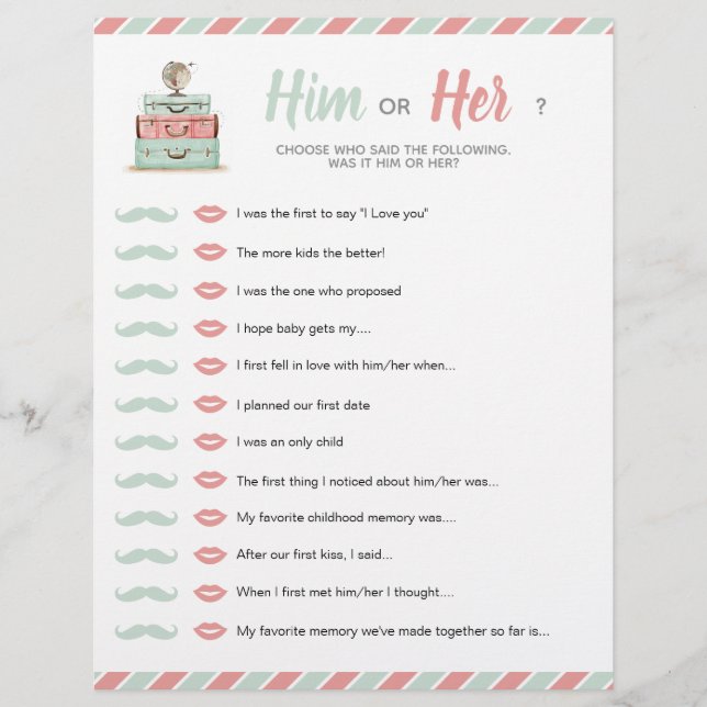 Travel Shower Theme Baby Möhippa Him eller hennes  (Framsida)