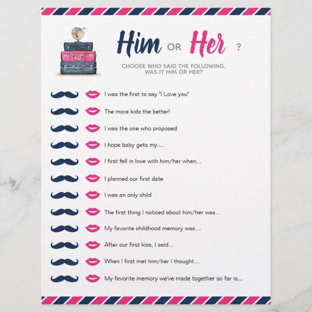 Travel Shower Theme Baby Möhippa Him eller hennes  (Framsida)