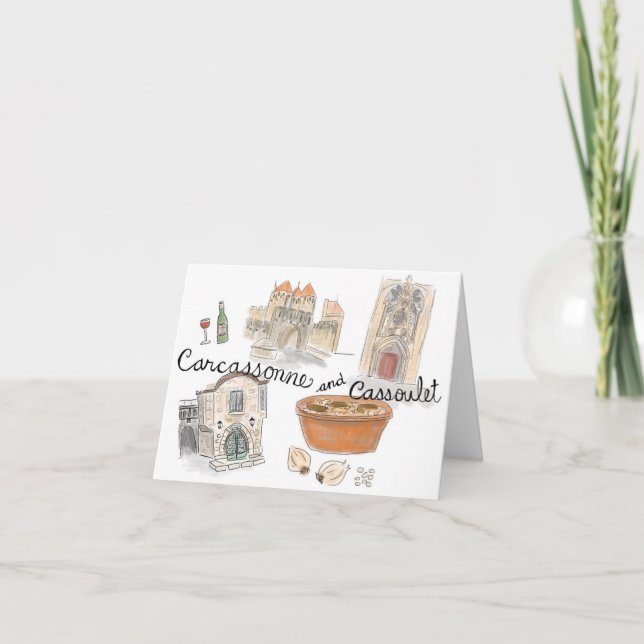 Travel Sketch Notecard: Cassoulet i Carcassonne Kort (Framsida)