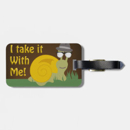 Travel Snigel Roligt Go Slogan Tecknad Art Bagagebricka