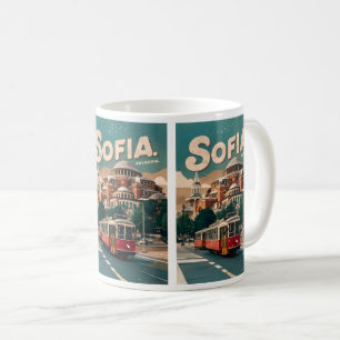 Travel Sofia, bulgaria-vintagen ger stadsbricka Kaffemugg