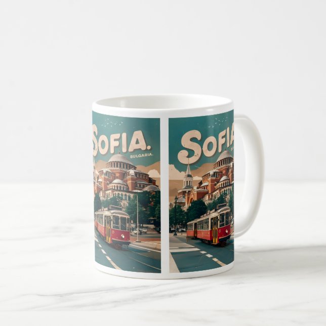 Travel Sofia, bulgaria-vintagen ger stadsbricka Kaffemugg (Framsida höger)