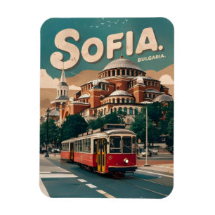 Travel Sofia, bulgaria-vintagen ger stadsbricka Magnet