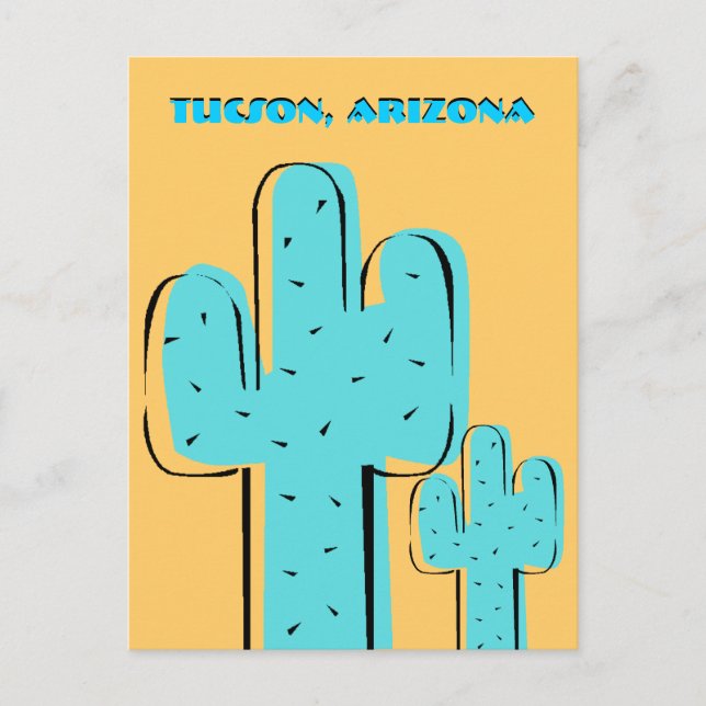 Travel Souvenir Postcards Saguaro Cactus Tucson AZ Vykort (Framsida)
