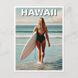 Travel Surfing in Hawaii Surfer Girl Girl Vykort