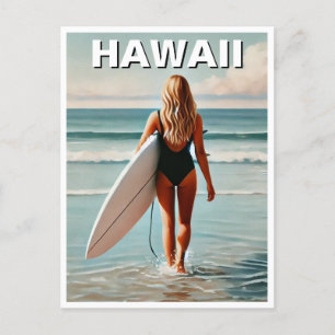 Travel Surfing in Hawaii Surfer Girl Girl Vykort