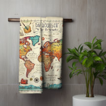 Travel Tema vintage karta teckning färgstark