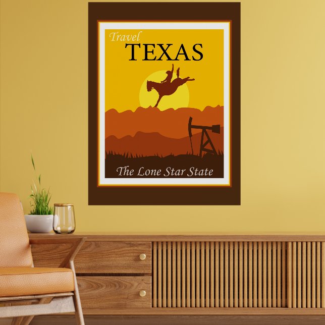 Travel Texas, delstaten Lone Star Poster (Vardagsrum 2)