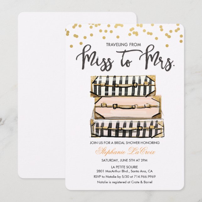 Travel ThBäste Inbjudningskort för möhippan (Fram/baksida)