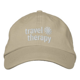 Travel Therapy Hat | Khaki Broderad Keps