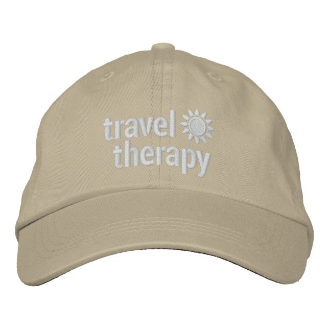 Travel Therapy Hat | Khaki Broderad Keps (Framsida)