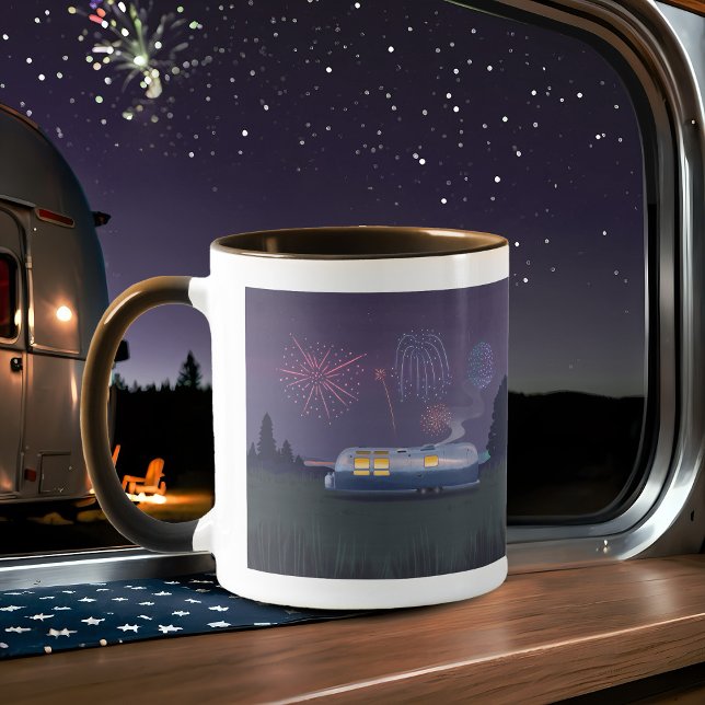 Travel Trailer Silver RV & Nattkaffe Himlar Mugg (Skapare uppladdad)