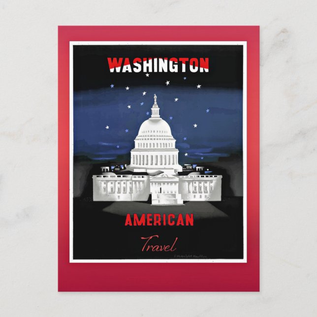 Travel Washington, vintage affisch Vykort (Framsida)