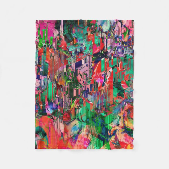 Travel World Abstrakt City Byggnad Skyline Fleecefilt (Framsidan)