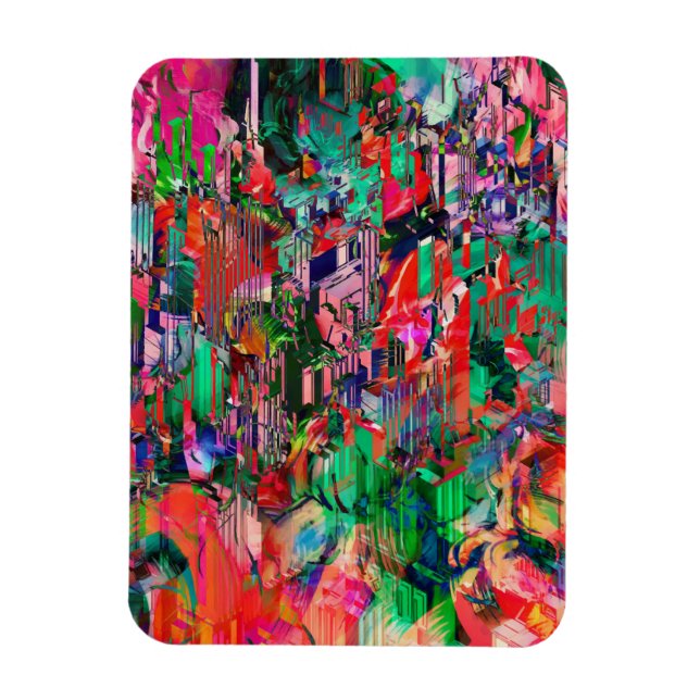 Travel World Abstrakt City Byggnad Skyline Magnet (Vertikal)