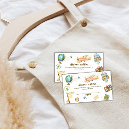 Travel World Airplane Diaper Raffle Baby Shower Tilläggskort
