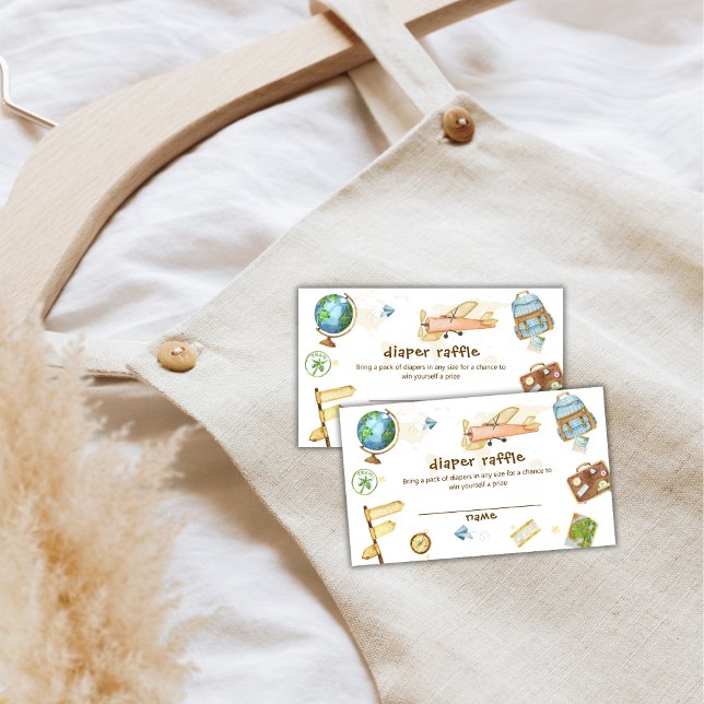 Travel World Airplane Diaper Raffle Baby Shower  Tilläggskort (Travel World Airplane Diaper Raffle Baby Shower Enclosure Card)