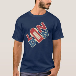 Travel World Cities London Blue Red Mobil Box Papp T Shirt