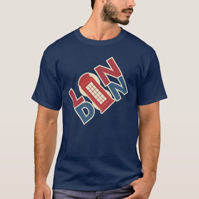 Travel World Cities London Blue Red Mobil Box Papp T Shirt (Framsida)