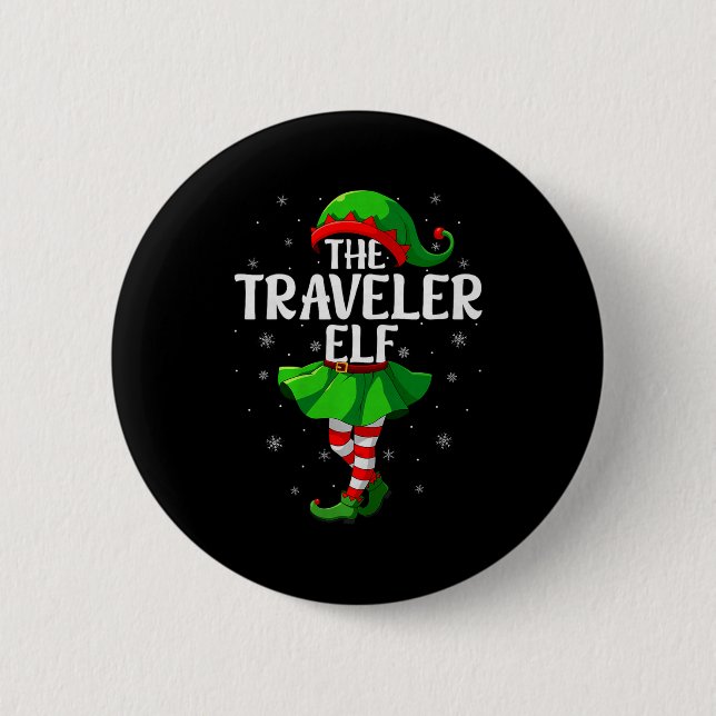 Traveler Elf Christmas Girls Women Elf Squad Xmas  Knapp (Framsida)