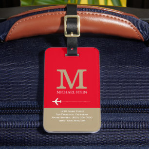 Traveler Namn Monogram Elegant Red Bagagebricka