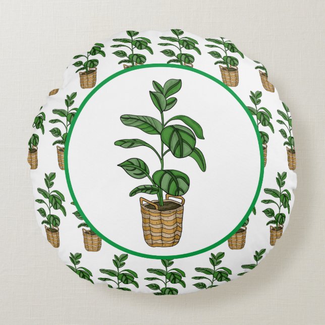 Travelers anläggning i Handflatan Hand plockade Rund Kudde (Framsidan)