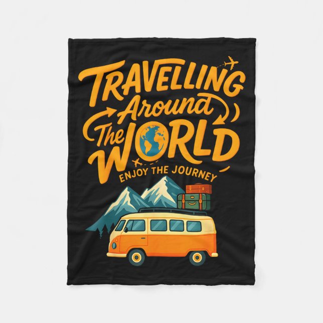 Traveling Around The World Van Life Adventure Desi Fleecefilt (Framsidan)