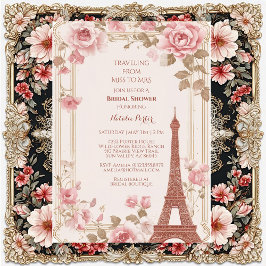 Traveling from Miss to Mrs Bridal Shower Paris  Inbjudningar
