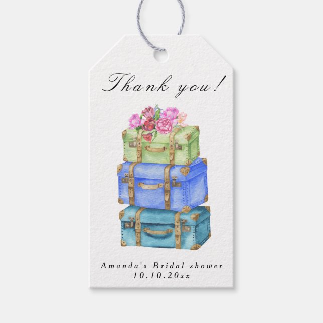 Traveling from Miss to Mrs Bridal Shower Presentetikett (Framsidan)