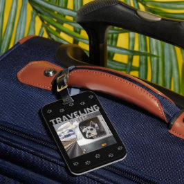 Traveling Schnauzer Valp Black Luggage Tag Bagagebricka