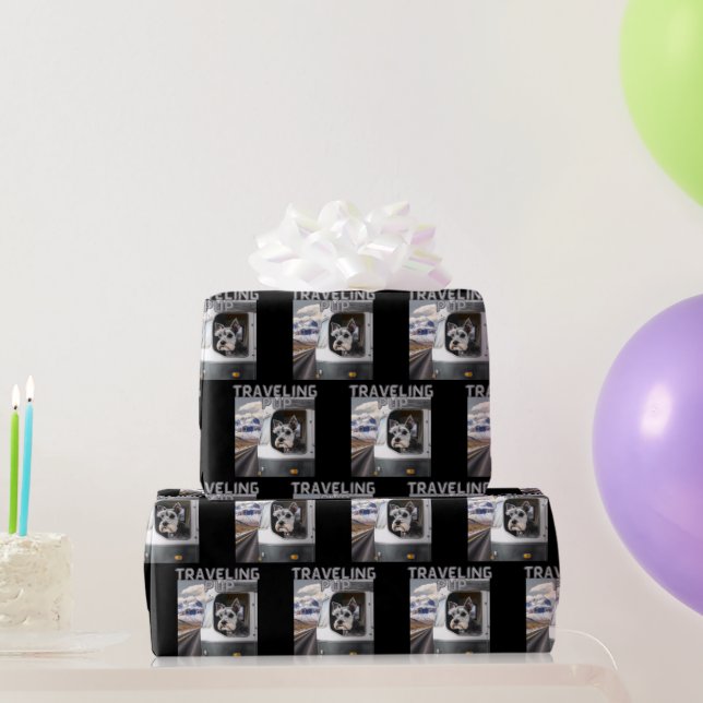 Traveling Valp Schnauzer Hund Black Wrapping Pappe Presentpapper (Festgåvor)